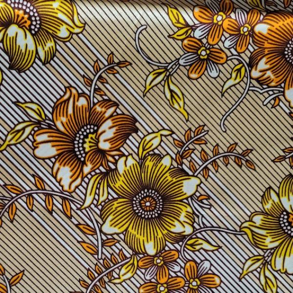 FLOWERS YELLOW GOLD Afrikanischer Wax Print Stoff - Embellished